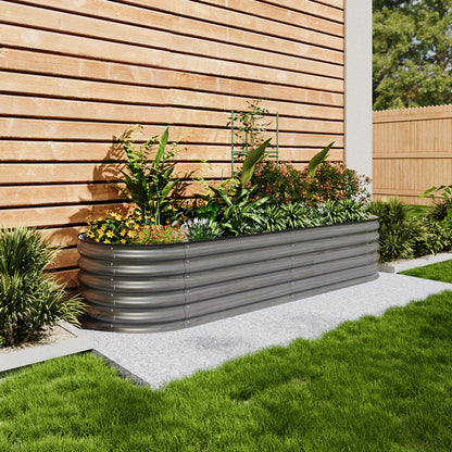 Outdoor Galvanized Steel Raised Garden Bed with Trellis