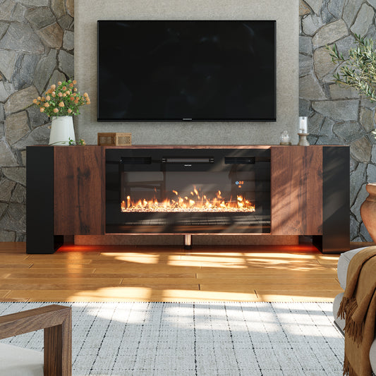 Recessed Electric Fireplace TV Stand with Remote Control