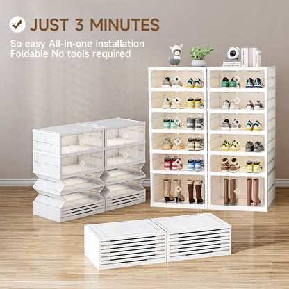 4-Tier Foldable Storage Cabinet Shoes Organizer with Doors