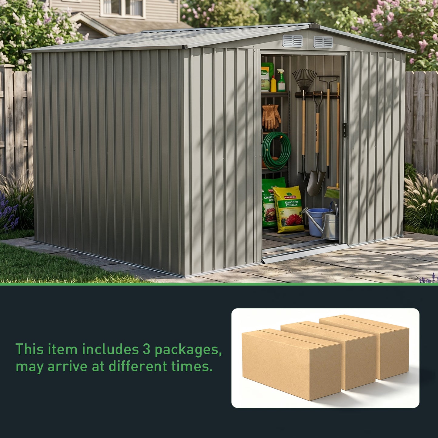 8x6 FT Large Metal Garden Tool Storage Shed