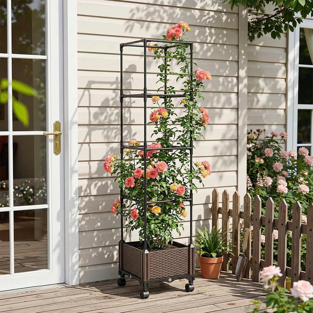 Rolling Planter Box with Trellis