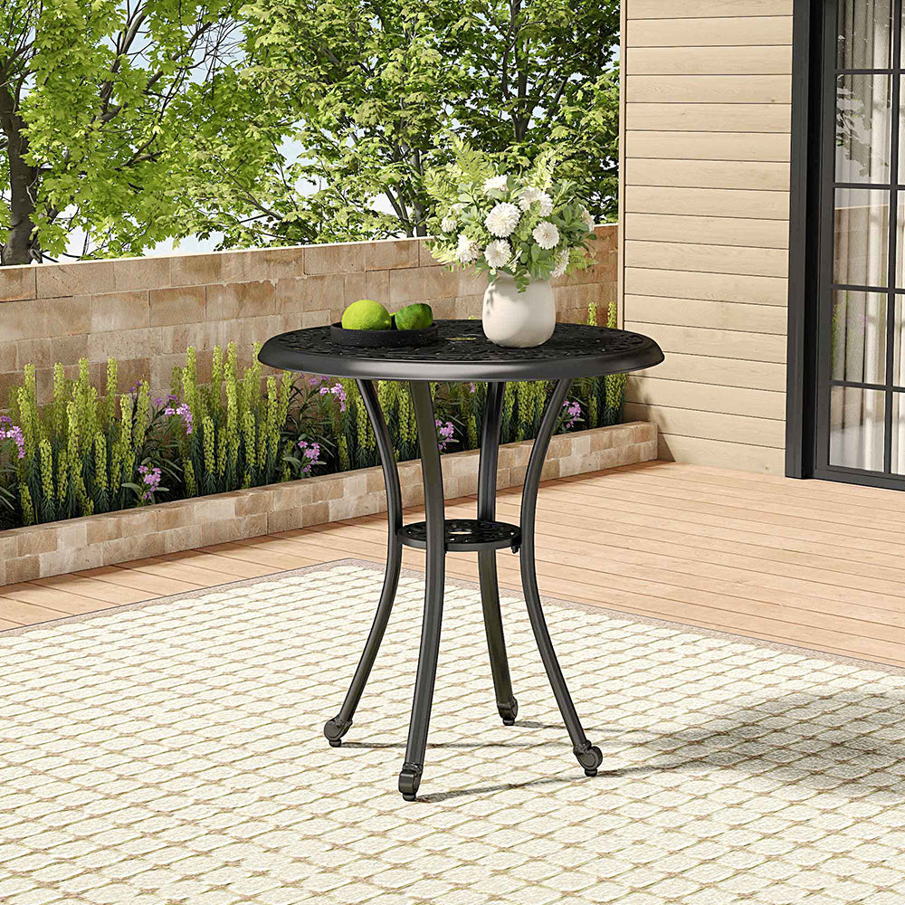 Black Round Patio Dining Table with Umbrella Hole