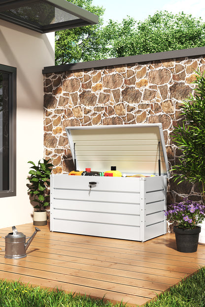 350L Metal Lockable Garden Storage Box Patio Waterproof Box