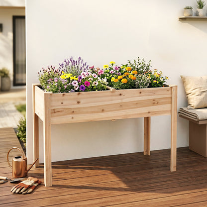 Elevated Rectangular Raised Garden Bed with Drainage Holes