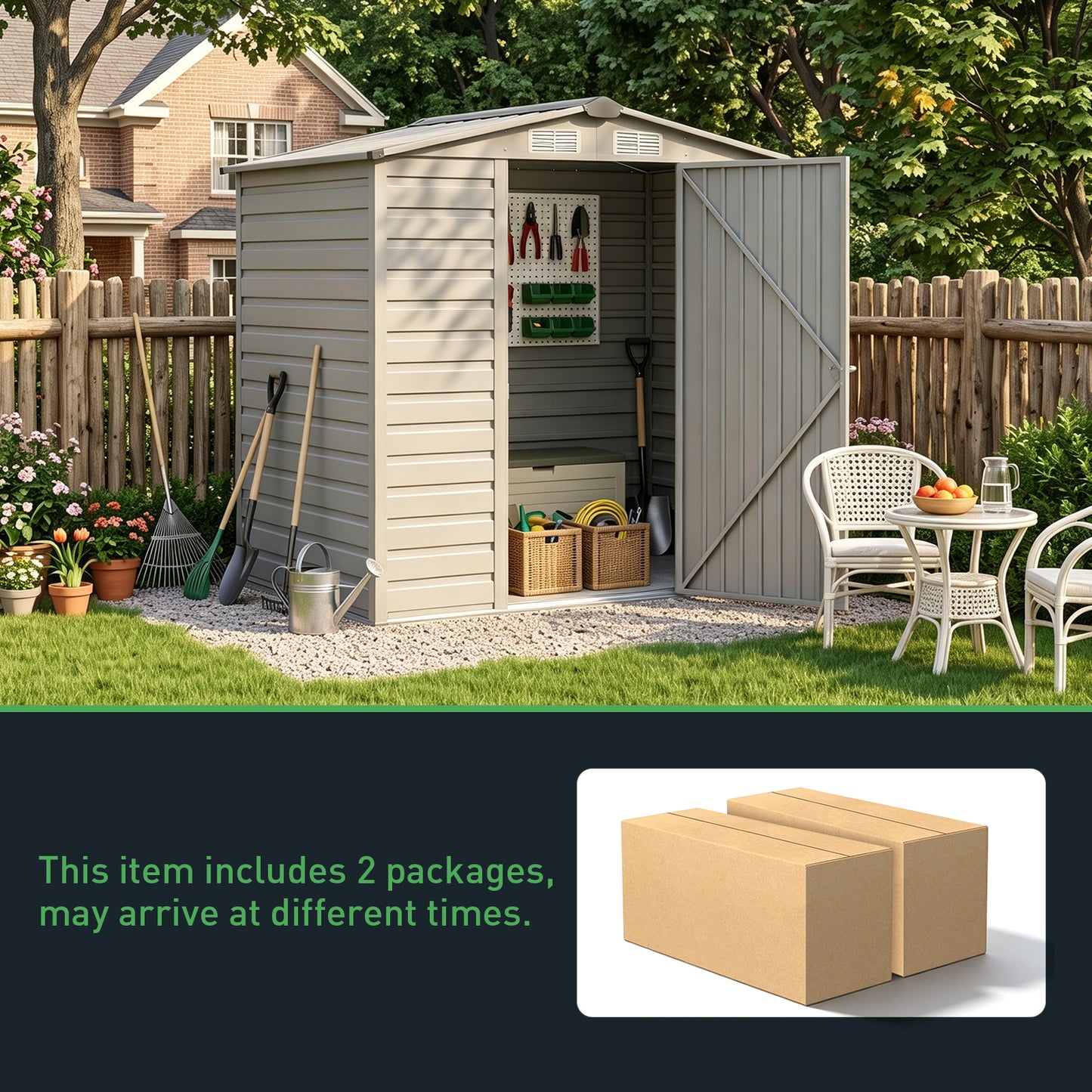 4 x 6FT Metal Apex Roof Garden Storage Shed