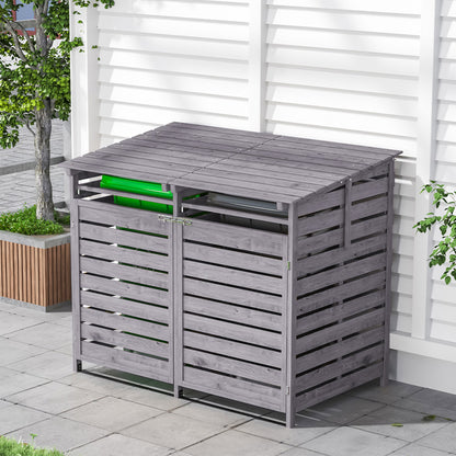 Outdoor Spruce Wood Trash Can Storage Shed