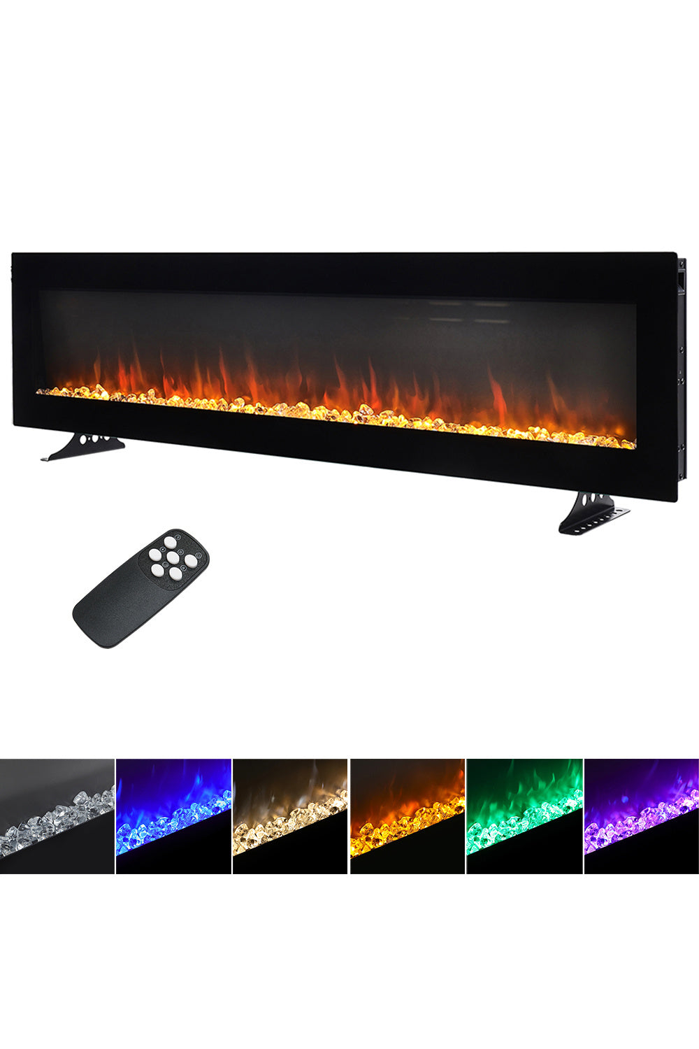 40/50/60 Inch Wall Mount Electric Multicolored Fire Fireplace