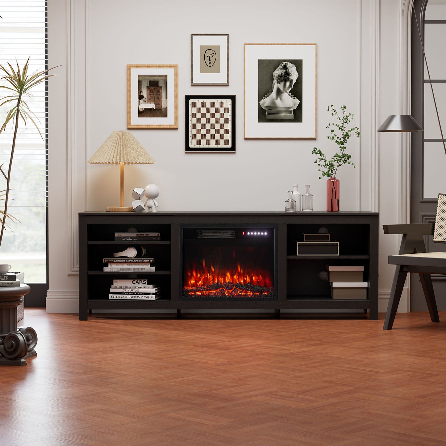 177.8cm TV Stand with 23-Inch Electric Fireplace