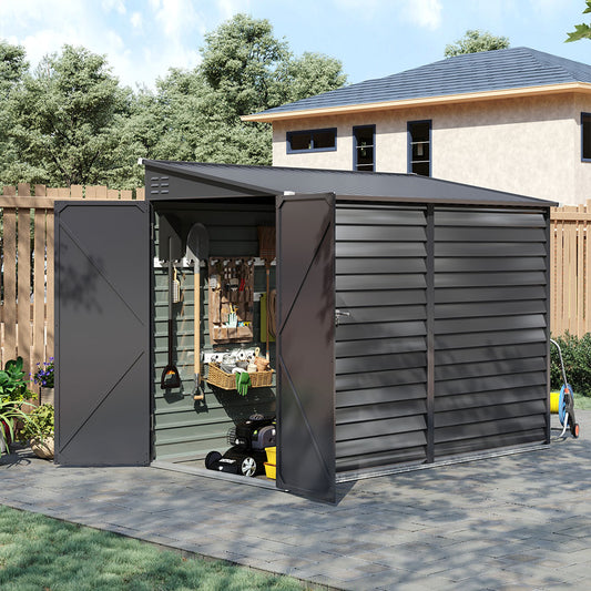 Wide Outdoor Lockable Steel Storage Shed