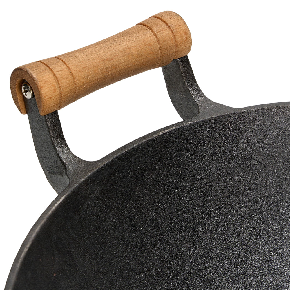 Round Cast Iron Wok with Dual Handles