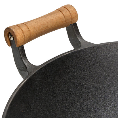 Round Cast Iron Wok with Dual Handles