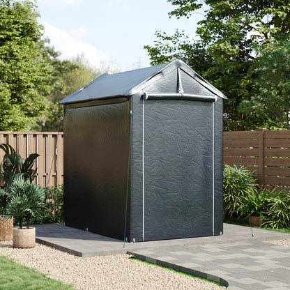 Dark Grey Outdoor Storage Shelter with Waterproof PE Cover