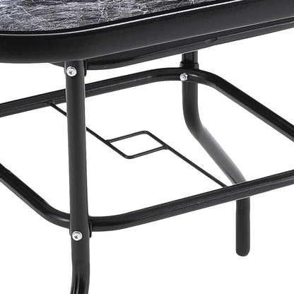 Black Garden Square Marble Patio Table With Umbrella Hole