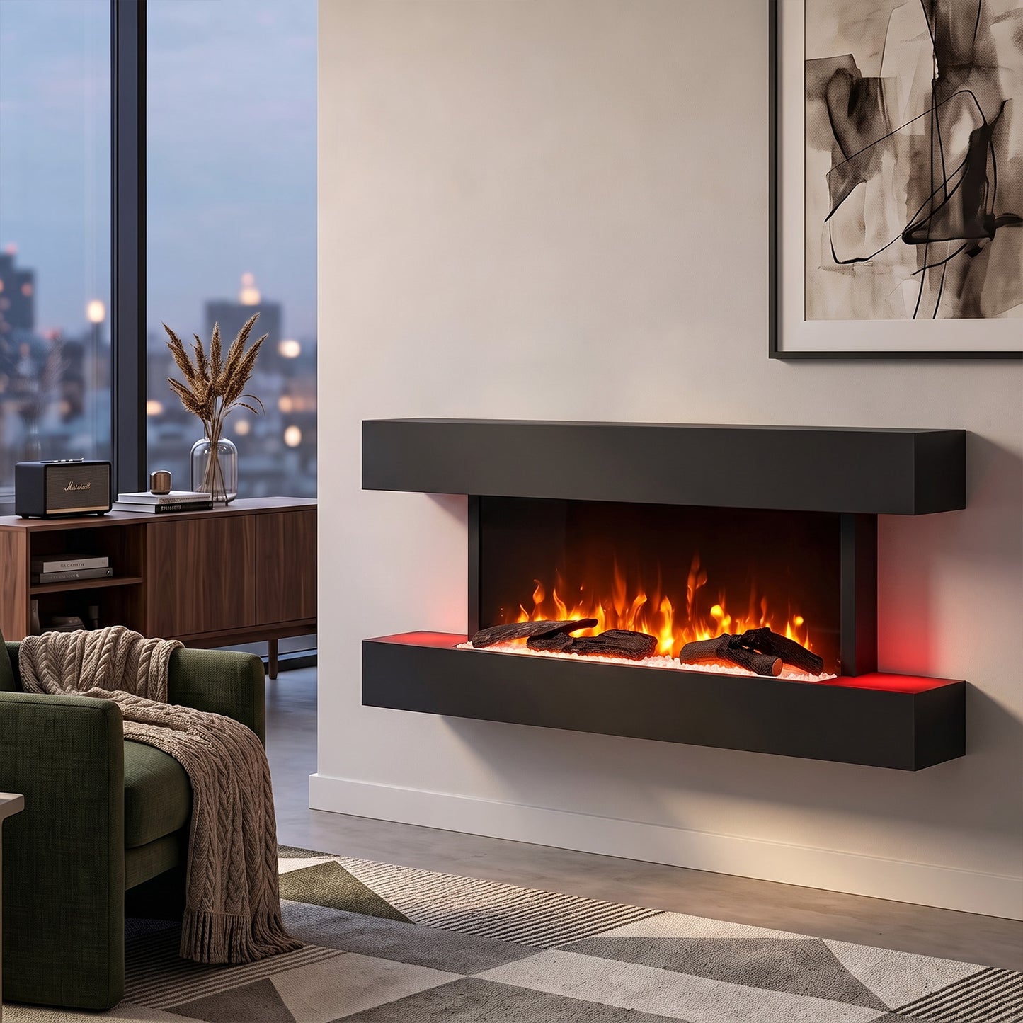 52inch Wall Mounted Electric Fireplace with Remote Control