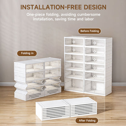 4-Tier Foldable Storage Cabinet Shoes Organizer with Doors