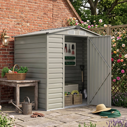 4 x 6FT Metal Apex Roof Garden Storage Shed
