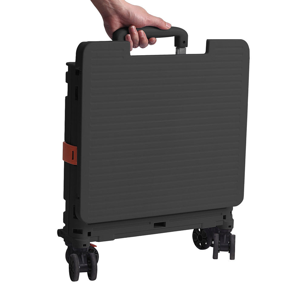 55L Black Collapsible Rolling Utility Crate with Magnetic Lid