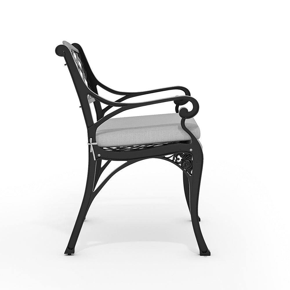 Black/ White Retro Set of 2 Cast Aluminum Garden Chairs