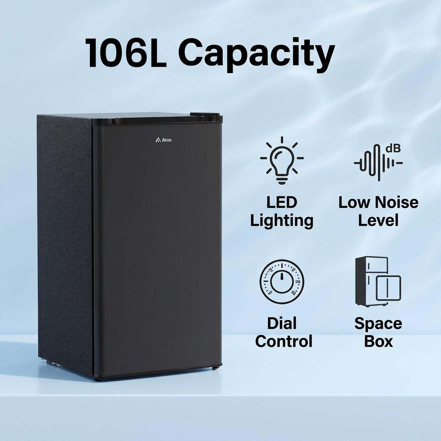 Black Compact Refrigerator with 9L Freezer Compartment