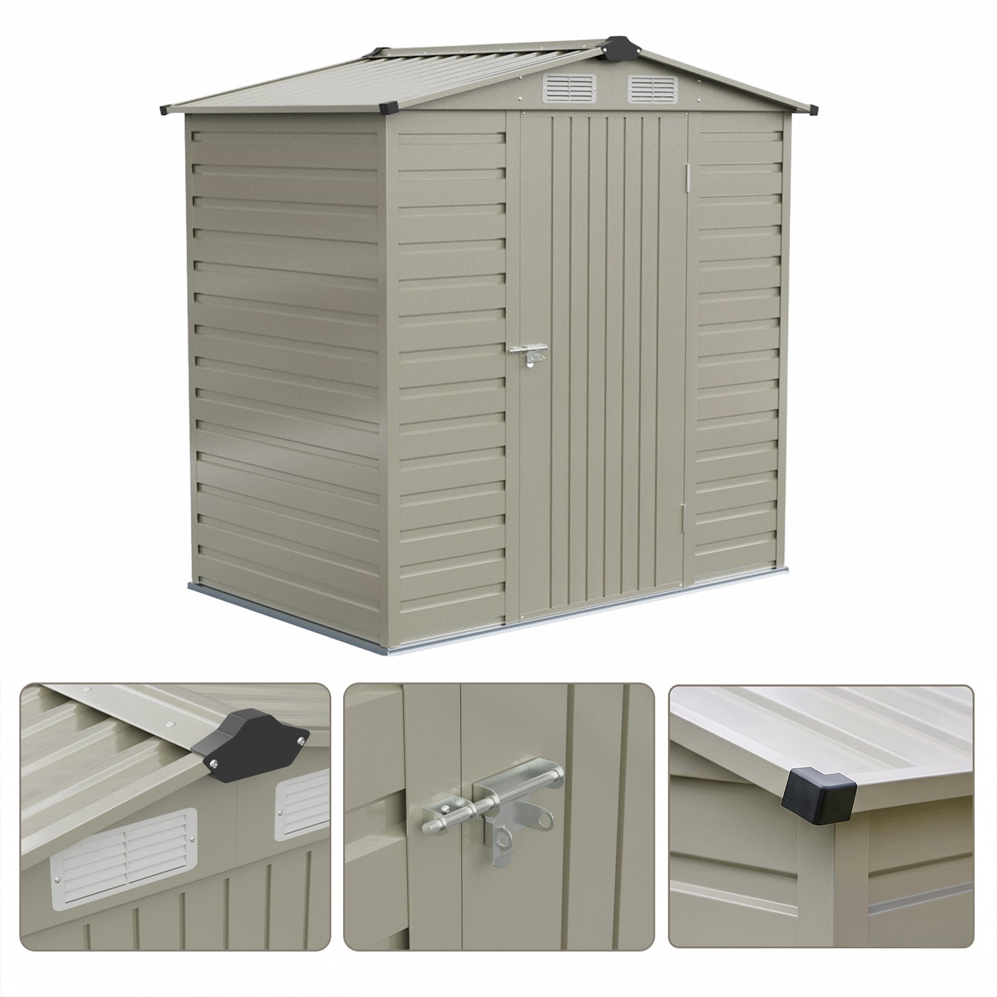 4 x 6FT Metal Apex Roof Garden Storage Shed