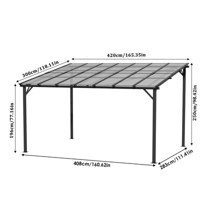 3X4.2M Wall-Mounted Patio Canopy