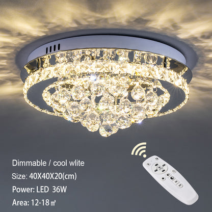 Crystal Round Crystal-droplets LED Semi Flush Mount Ceiling Light