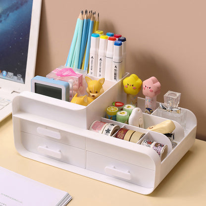 Multifunctional Plastic Desk Organizer with Drawers