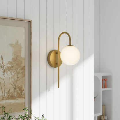 Golden Wall Light with Frosted Glass Shade