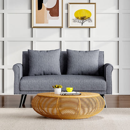 Contemporary Upholstered Love Seat with Rolled Arms