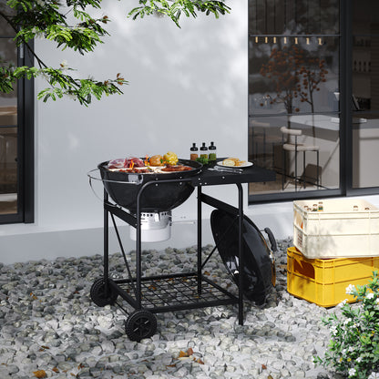 Outdoor Round Charcoal Grill with Side Table