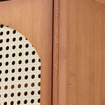 111CM H Modern Shoe Storage Cabinet with Rattan-Effect Doors