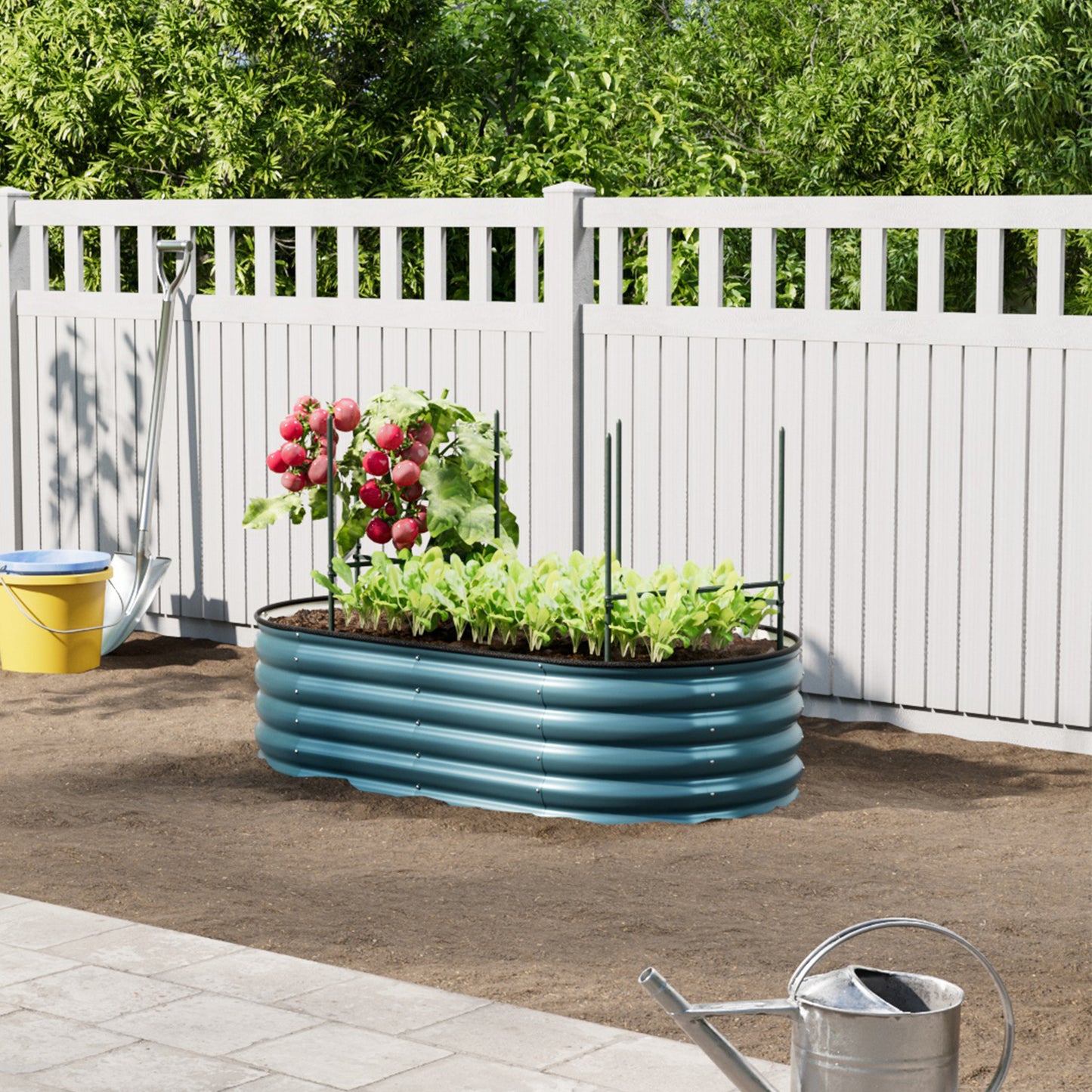 Oval-Shaped Galvanised Steel Raised Garden Bed