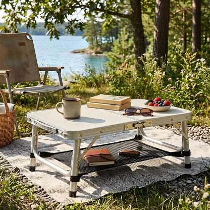 Adjustable Height Folding Camping Table with Carrying Handle