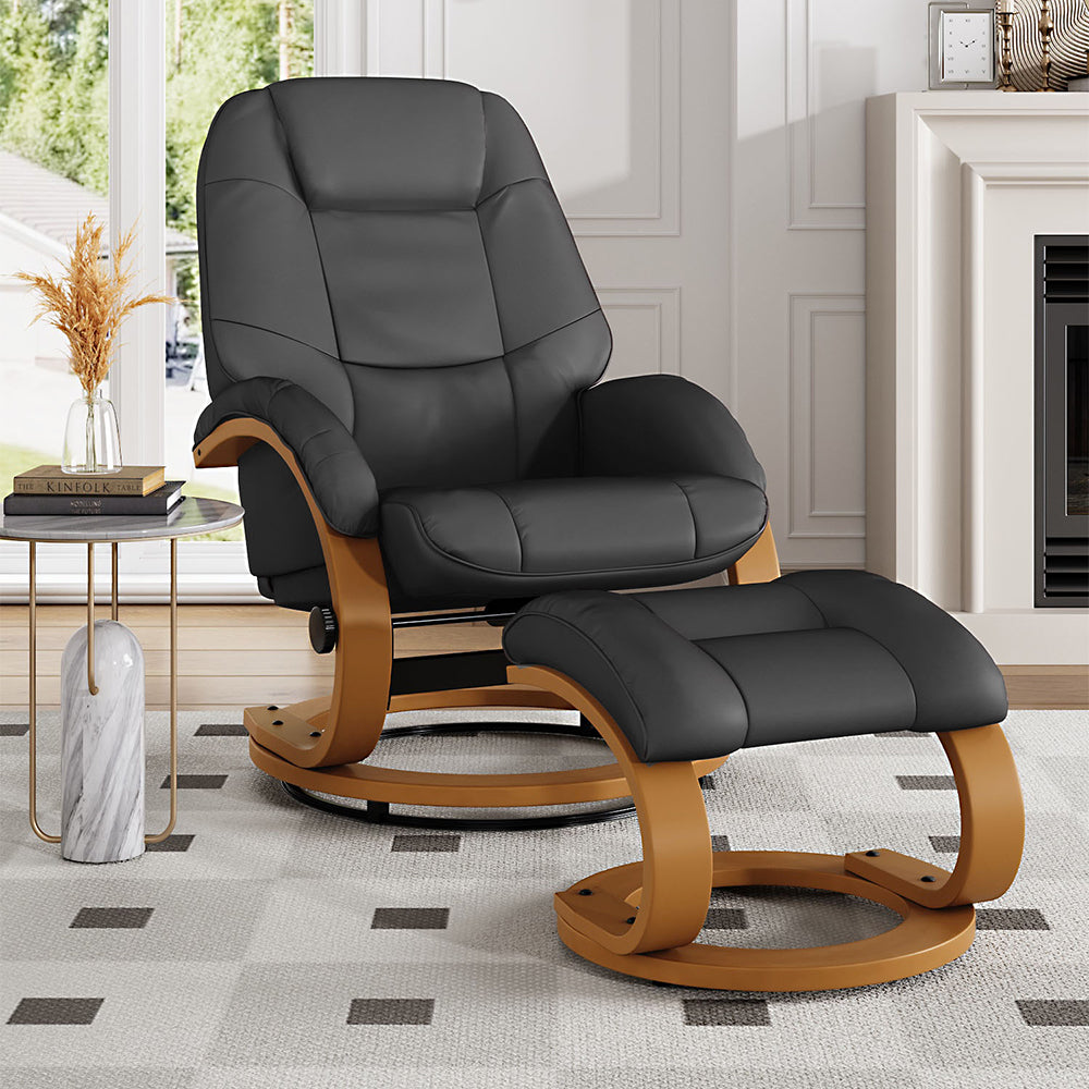 Black Ergonomic Executive Office Reclining Chair with Footstool