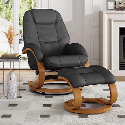 Black Ergonomic Executive Office Reclining Chair with Footstool