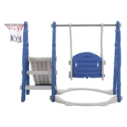 Blue/Pink Kids Toddler Swing and Slide Set with Basketball Hoop