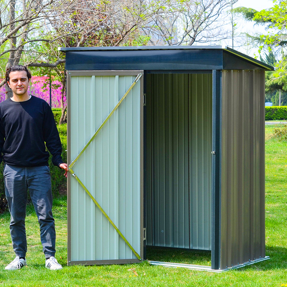 Steel Garden Tool Storage Shed with Gabled Roof Top