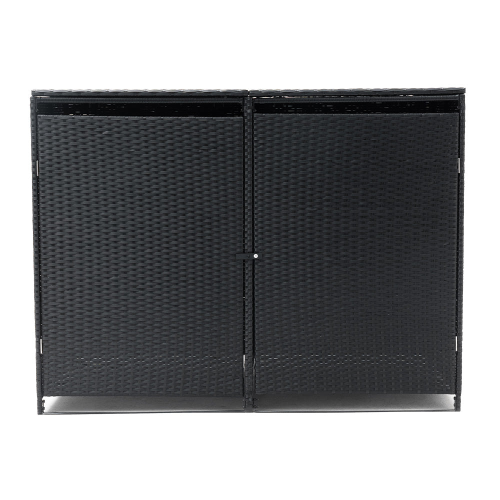 Double Wheelie Bin Storage Shed with Rattan Effect Panels