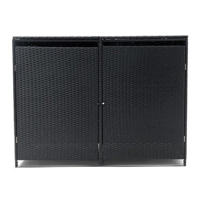 Double Wheelie Bin Storage Shed with Rattan Effect Panels