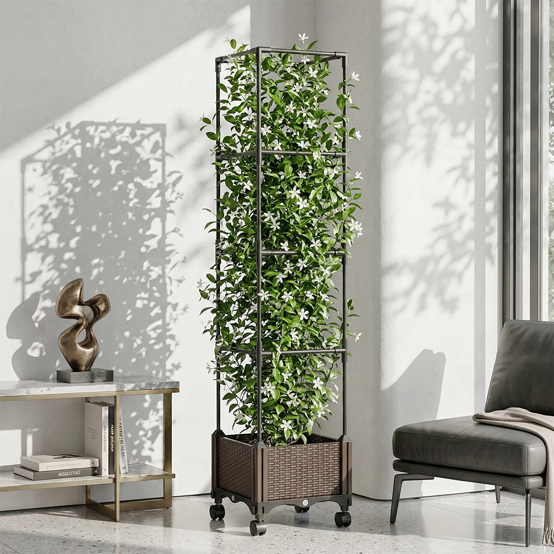 Rolling Planter Box with Trellis