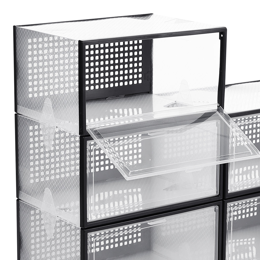 Set of 12 Clear Plastic Stackable Shoe Storage Box
