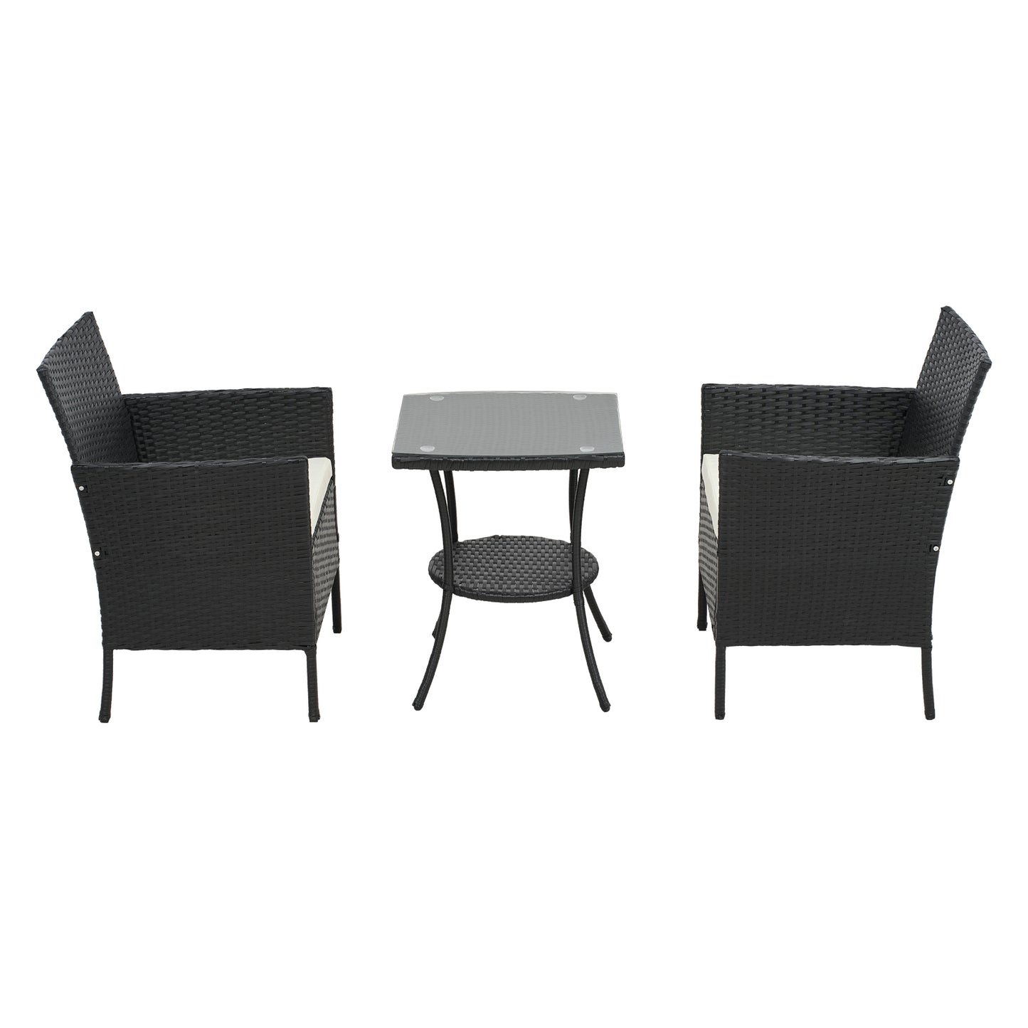 3-Piece PE Rattan Wicker Garden Furniture Bistro Set