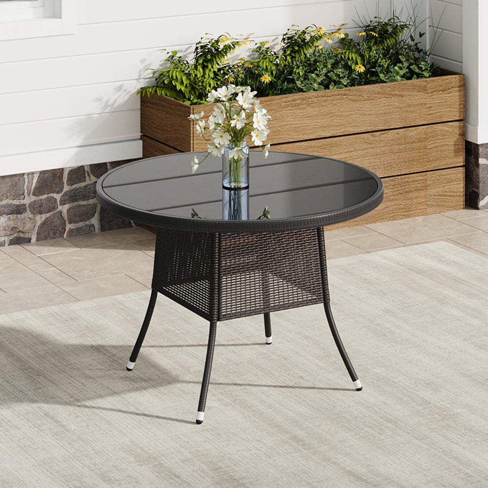 Brown/Black Outdoor Table with Parasol Hole
