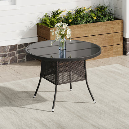 Brown/Black Outdoor Table with Parasol Hole