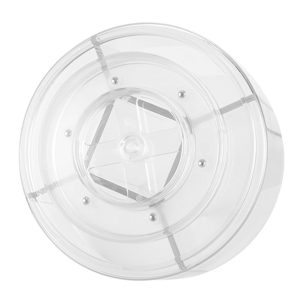 Circular Chic Transparent Makeup Storage Carousel with Brush Holder for Desktop