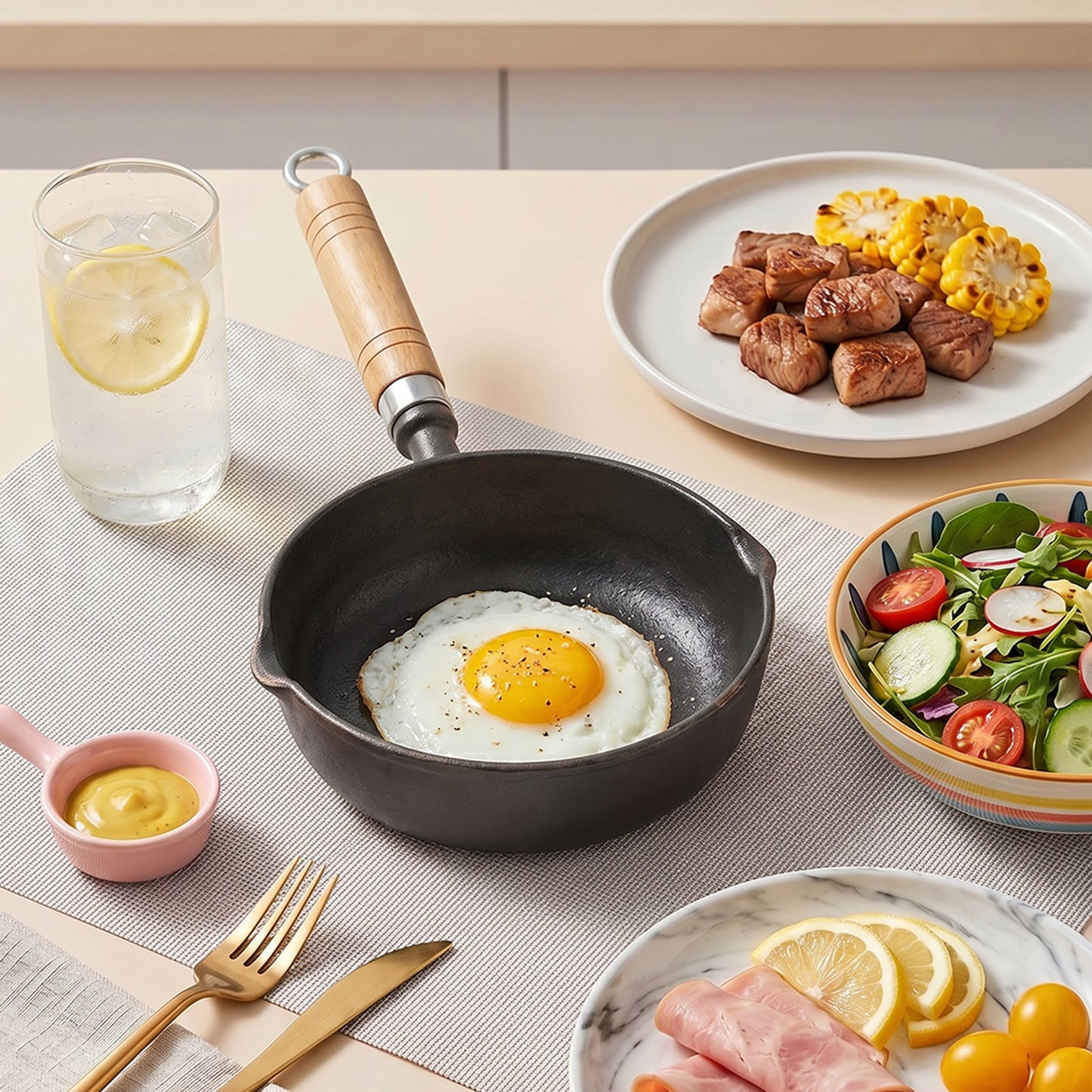 Frying Pan with Wooden Handle