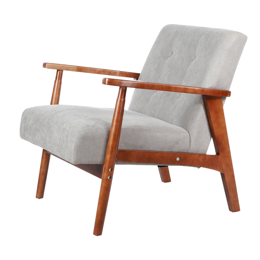 Solid Wooden Frame Upholstered Tufted Armchair