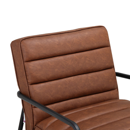 Leisure Soft PU Leather Cushioned Accent Armchair with Metal Frame