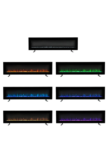 40/50/60 Inch Wall Mount Electric Multicolored Fire Fireplace