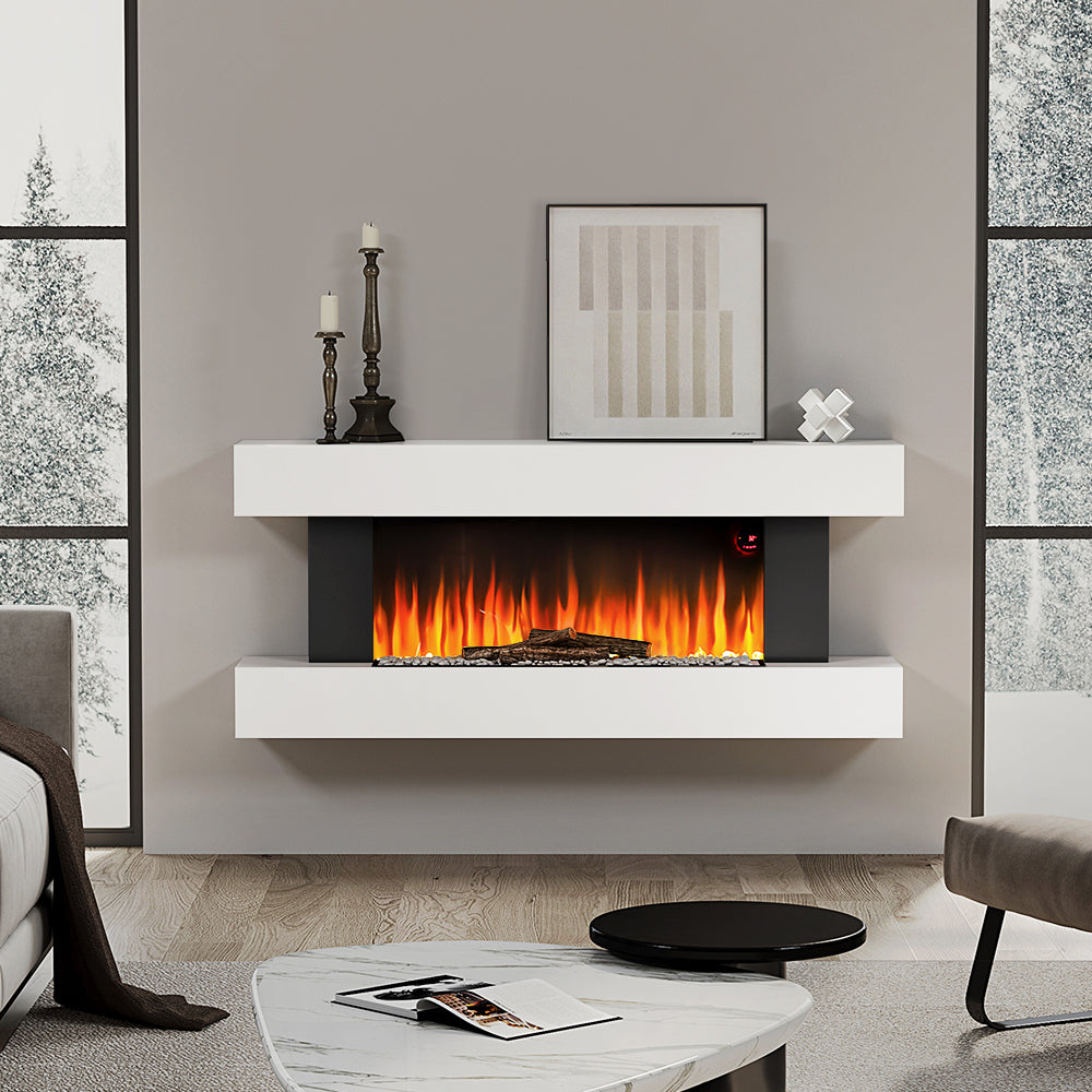 52 Inch Contemporary Wall Mounted/Freestanding Fireplace Mantel